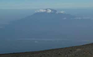 Looking down at Mt Meru from Mt Kilimanjaro